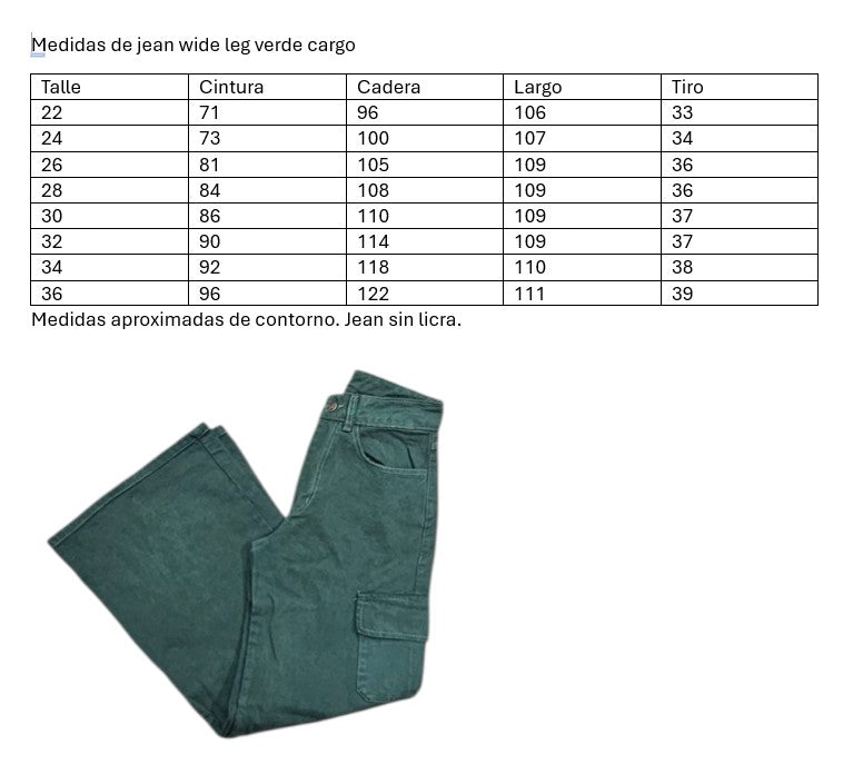 Wide leg cargo verde