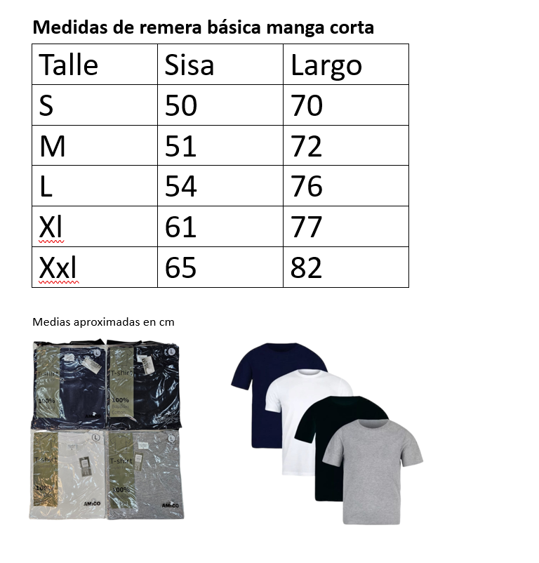 Remera manga corta basica