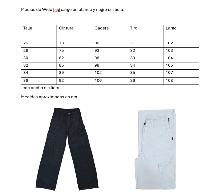 Jean cargo ancho sin licra