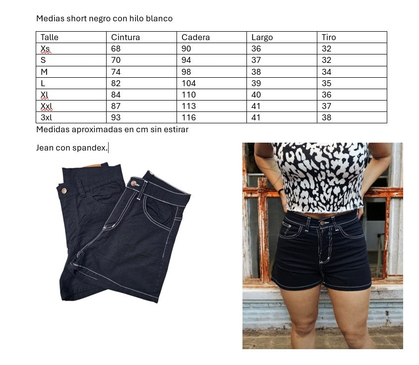 Short en negro con hilo blanco