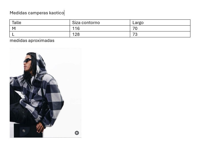 Campera a cuadros forrada