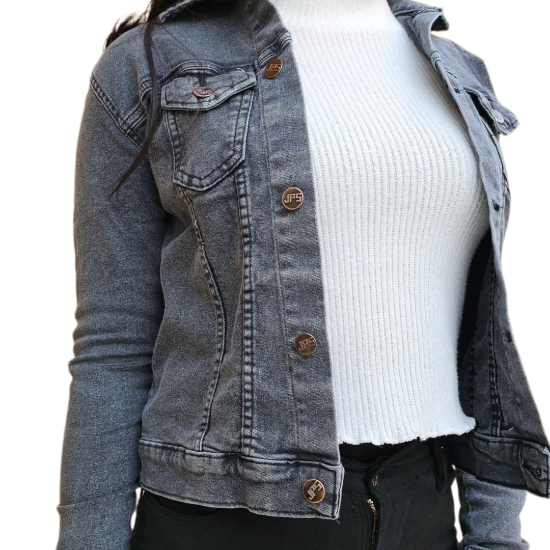 Campera de jean en black/grey