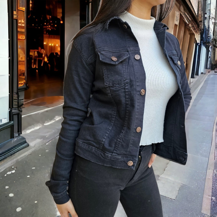 Campera de jean en negro