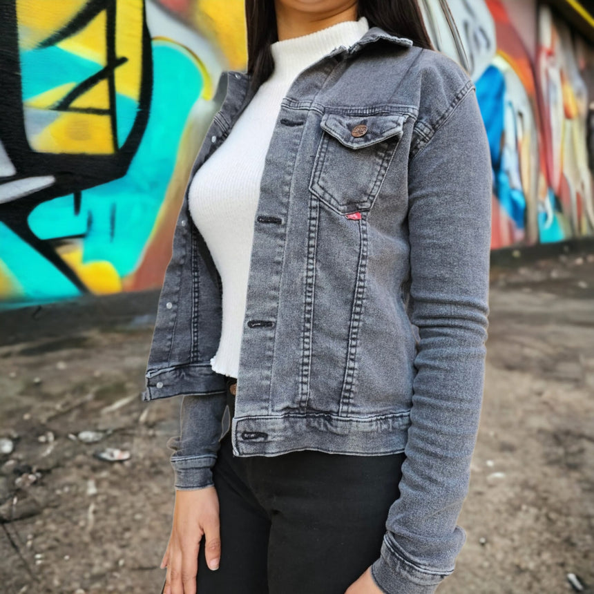 Campera de jean en black/grey