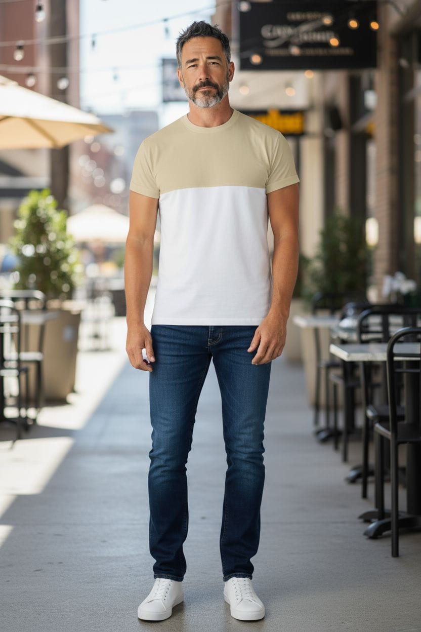 Remera confort combinada