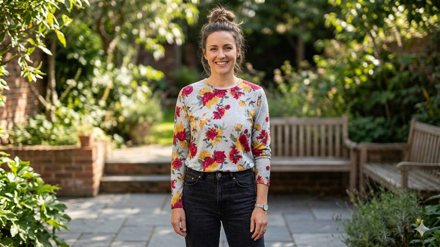 Remera lanilla estampada flores