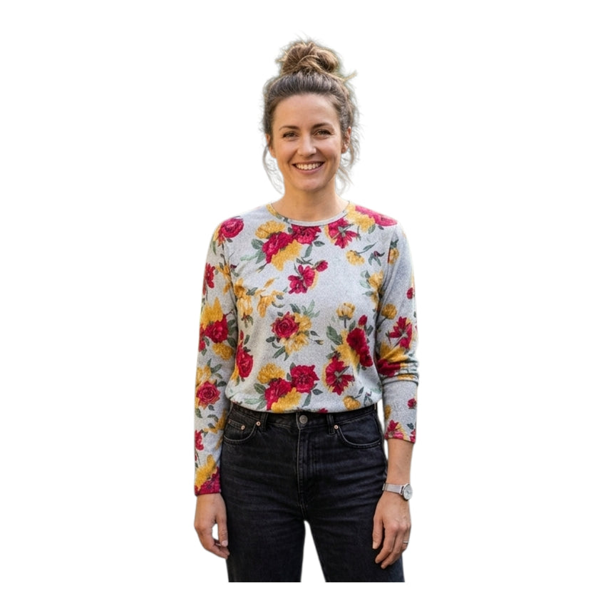 Remera lanilla estampada flores