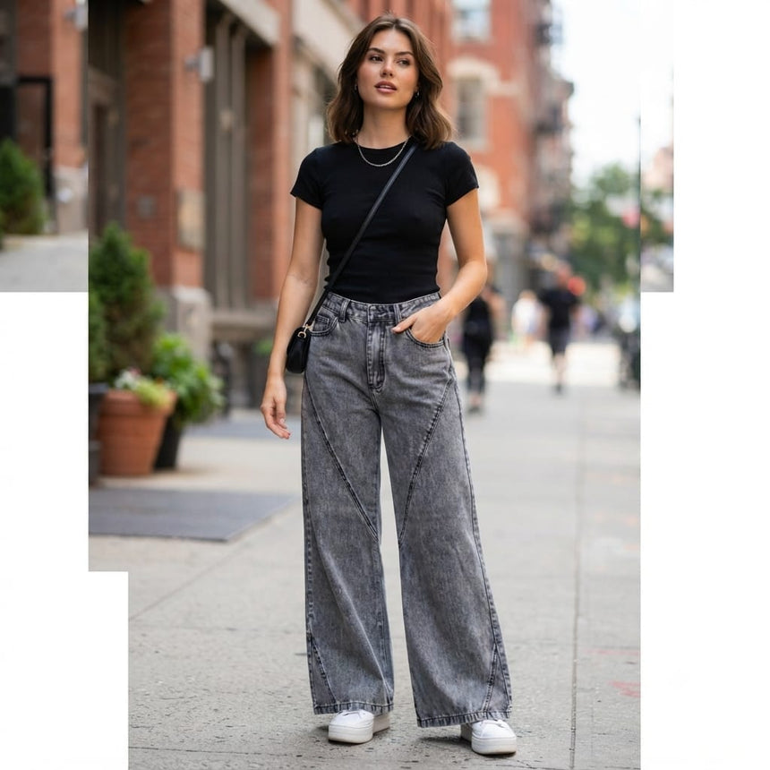 Jean wide leg rigido