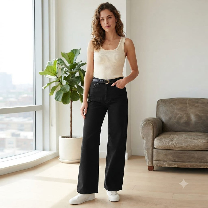 Jean wide leg negro