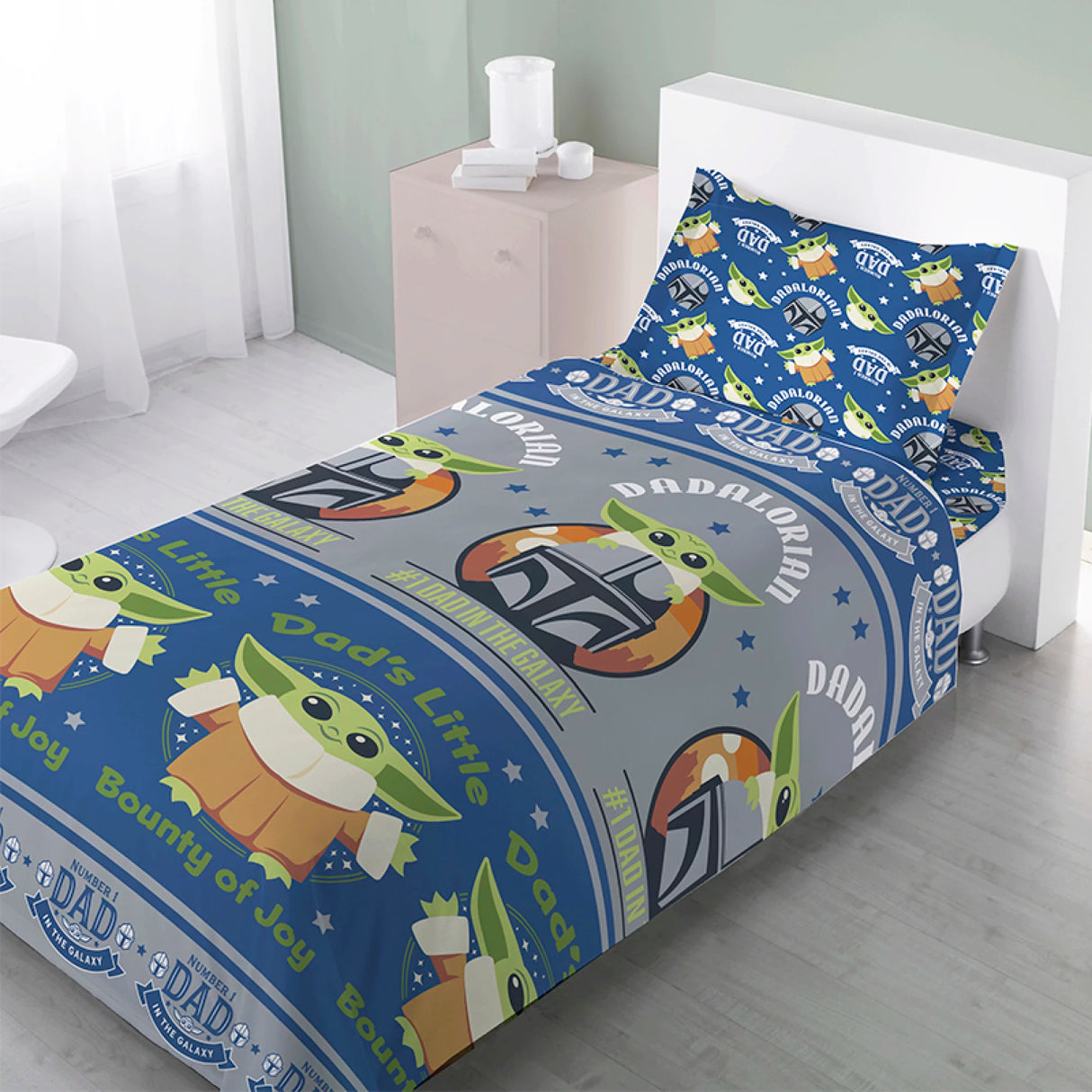 Juego Sábanas 1 Plaza Baby Yoda Microfibra