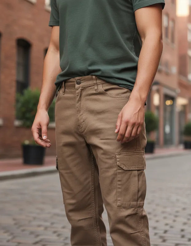 Pantalon cargo de hombre sin licra