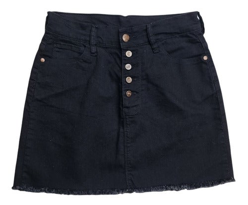 Minifalda Con Botones En Negro