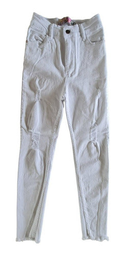 Jean White Desflecado Y Con Roturas Del 38 Al 56