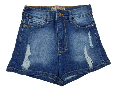 Short De Jean Con Roturas Y Localizado