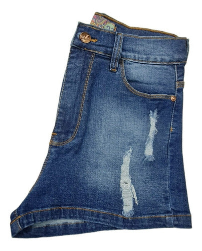 Short De Jean Con Roturas Y Localizado