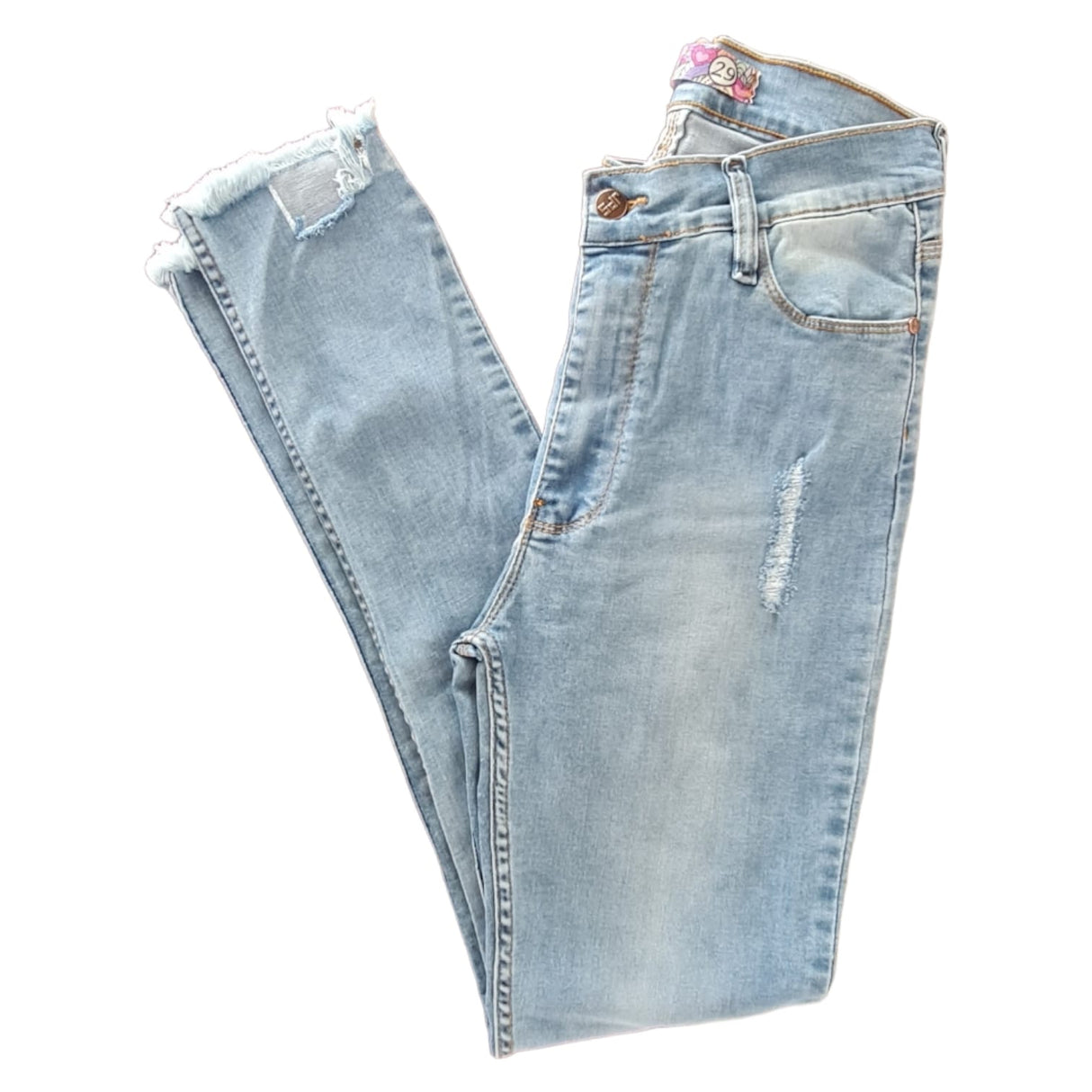 Skinny tiro alto con mini roturas