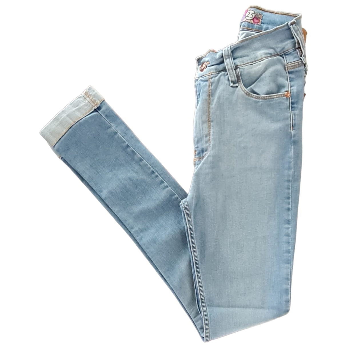 Skinny tiro alto con dobladillo