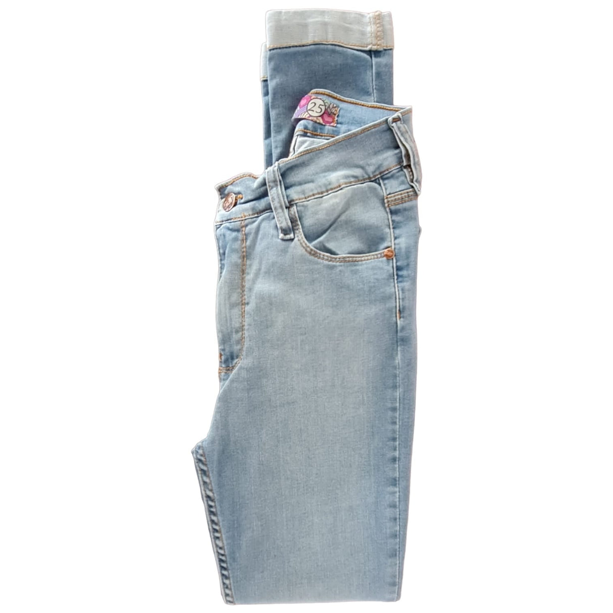 Skinny tiro alto con dobladillo