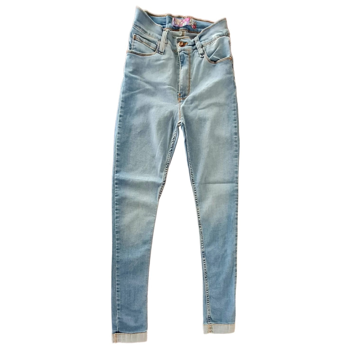 Skinny tiro alto con dobladillo