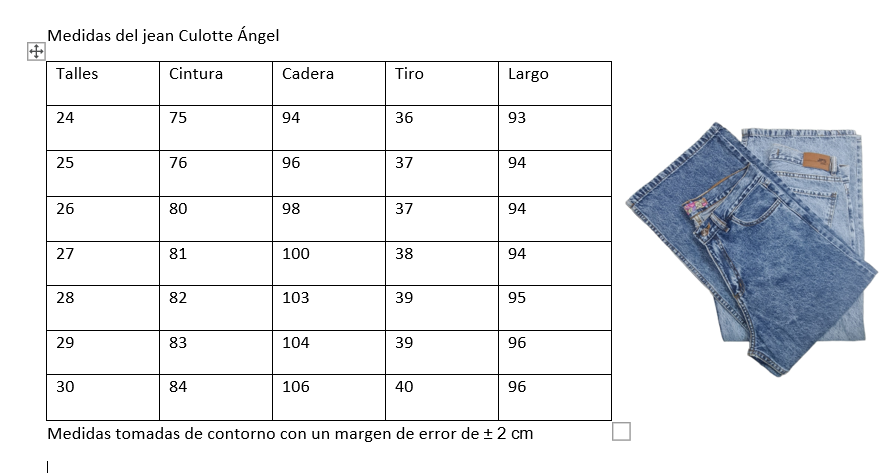 jean culote Angel oscuro