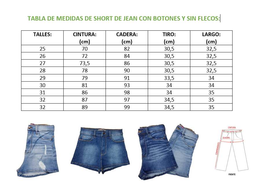 short de jean con botones