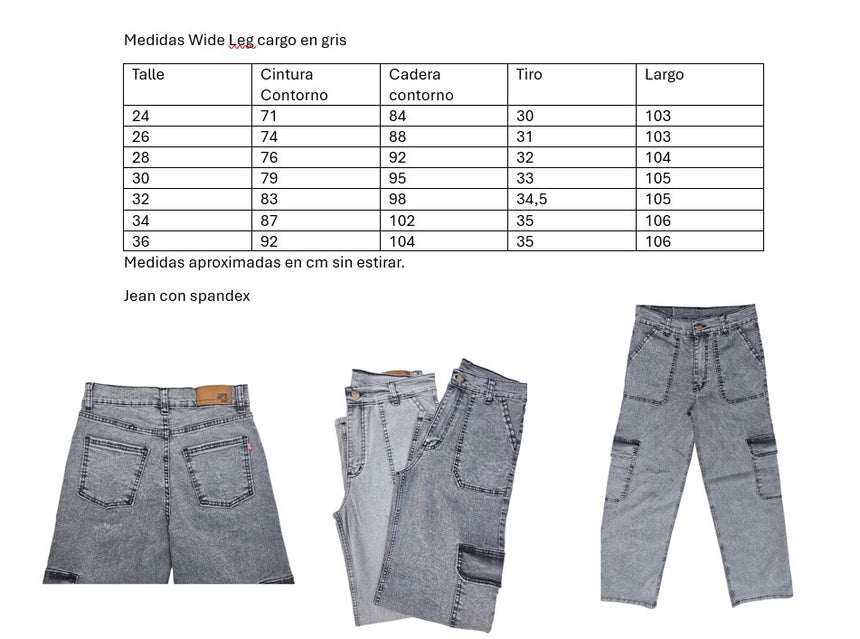 Cargo wide leg gris oscuro