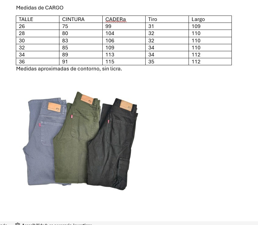 Wide leg cargo de hombre