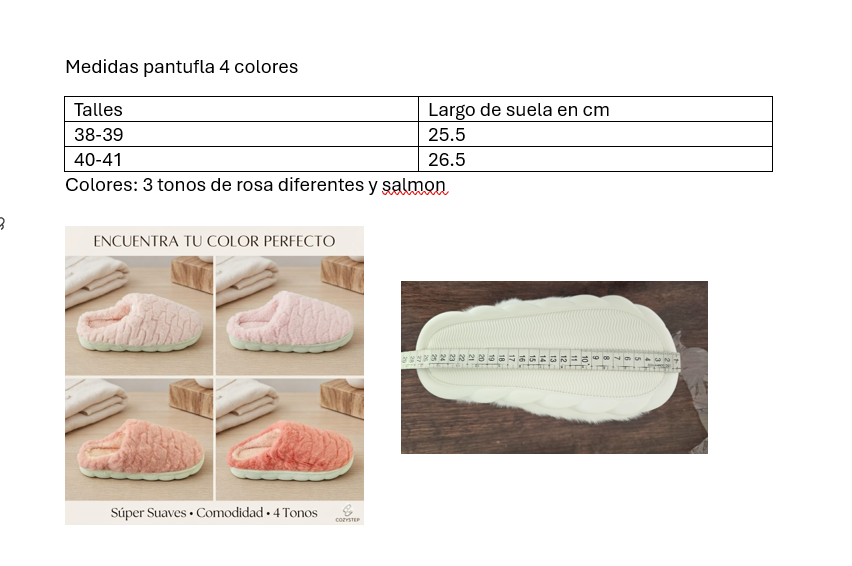 Pantufla 2 tamaños