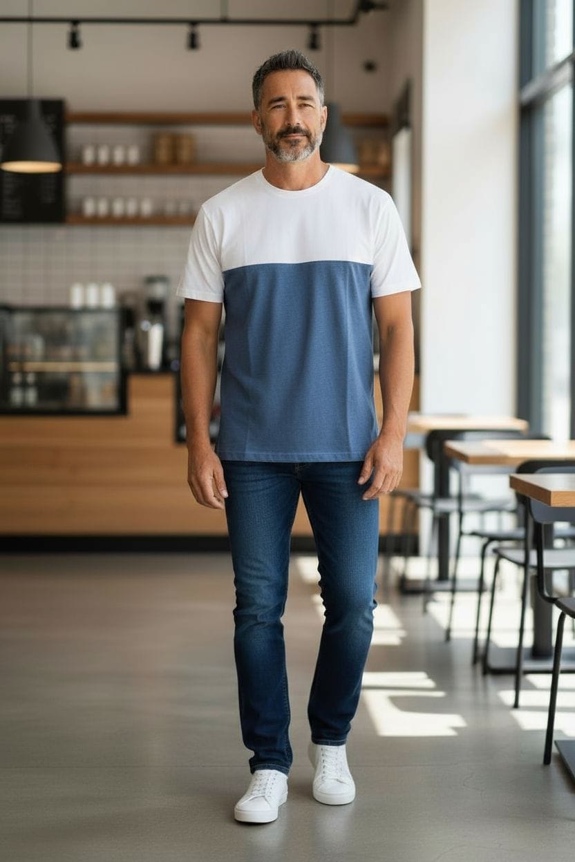 Remera confort combinada