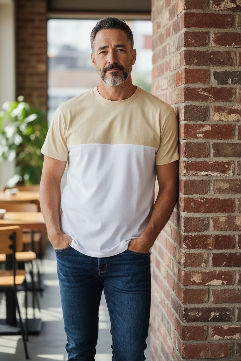 Remera confort combinada