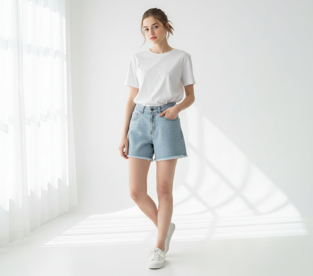 Short de jean desflecado claro