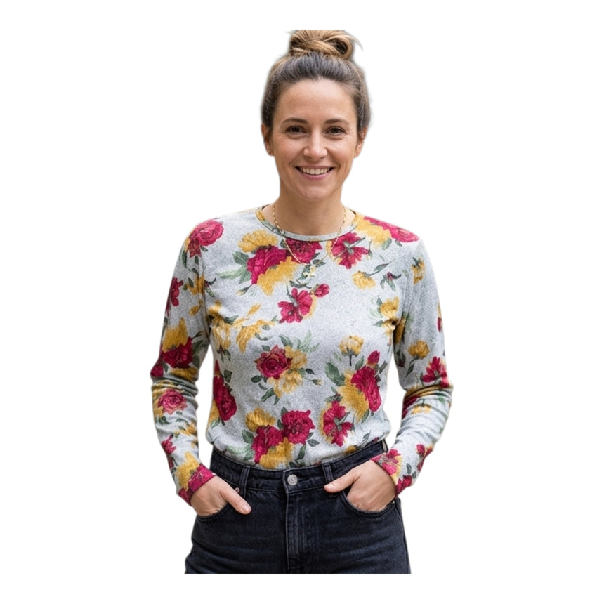 Remera lanilla estampada flores