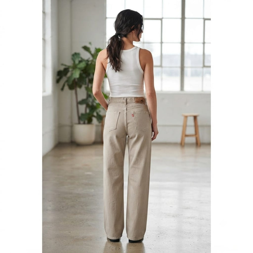 Jean wide leg beige
