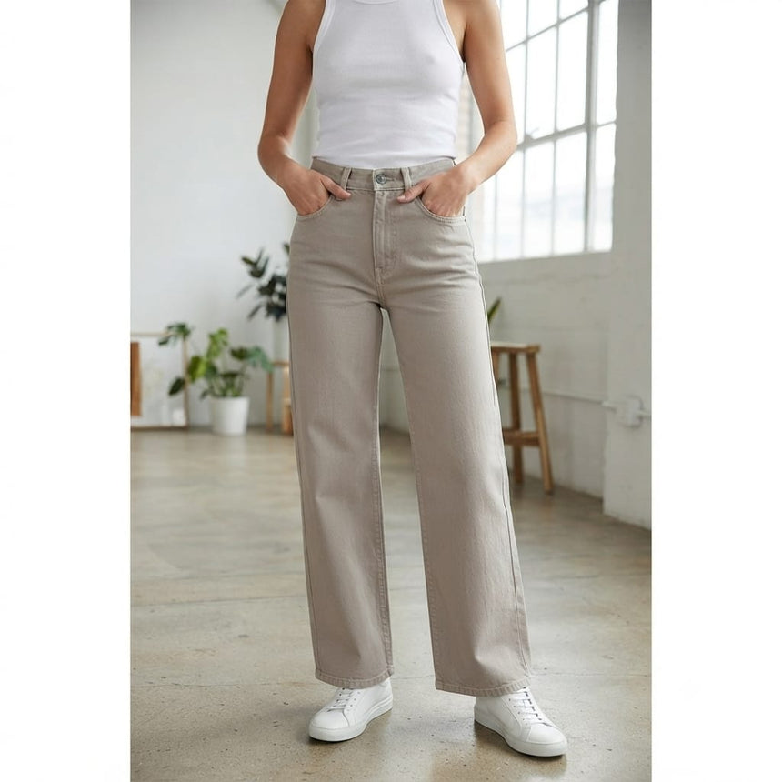 Jean wide leg beige