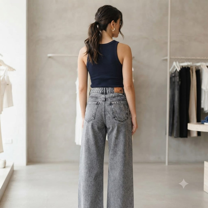 Jean wide leg rigido
