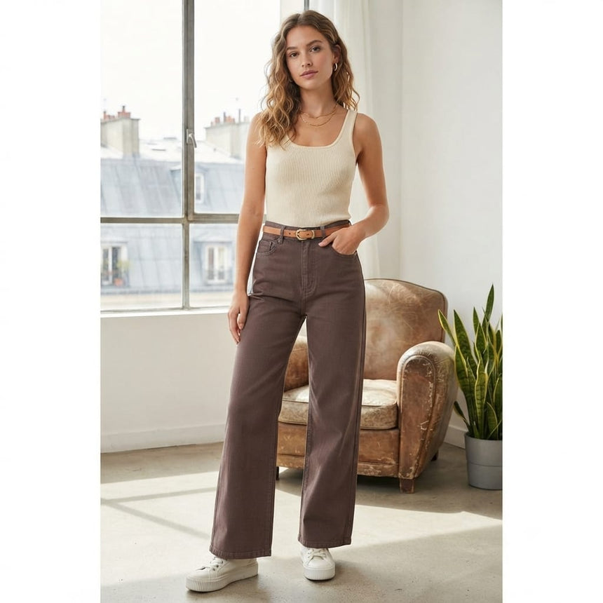 Jean wide leg chocolate