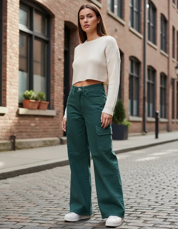 Wide leg cargo verde