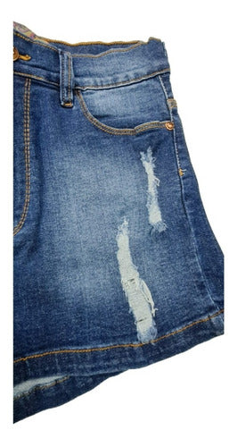 Short De Jean Con Roturas Y Localizado