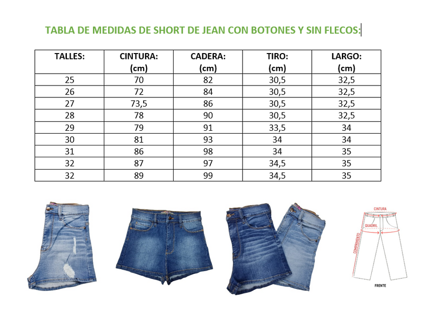 short de jean con botones